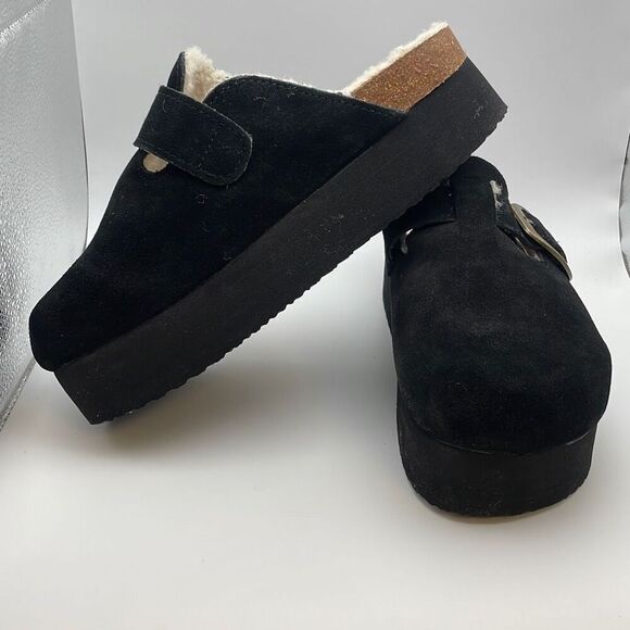 CUSHIONAIRE Women's COZY slip-On Genuine Suede Cork Footbed Platform Clog SIZE 9 - Picture 5 of 8